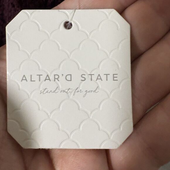 Altar’d State Chenille Sweater Womens M NWT Burgundy Cozy Soft Boho Cottagecore - Picture 3 of 9